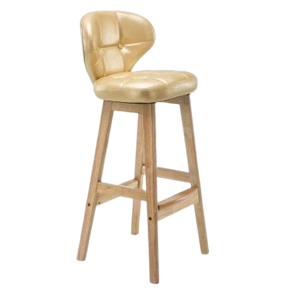 Modern Armless Backrest Counter Stool Wood Study Bar Stool with Leather Cushion and Pedal Gold Natural 1 Piece Clearhalo 'Bar Furniture' 'Bar Stools' 'bar_stools' 'furn' 'furn_bar_stools' 'furniture_bar_stools' 'Kitchen & Dining Furniture' 'kitchen&dining_furn' 'kitchen' 'kitchen_furn' Furniture' 4544591