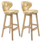 Modern Armless Backrest Counter Stool Wood Study Bar Stool with Leather Cushion and Pedal Gold Natural 2 Piece Set Clearhalo 'Bar Furniture' 'Bar Stools' 'bar_stools' 'furn' 'furn_bar_stools' 'furniture_bar_stools' 'Kitchen & Dining Furniture' 'kitchen&dining_furn' 'kitchen' 'kitchen_furn' Furniture' 4544592