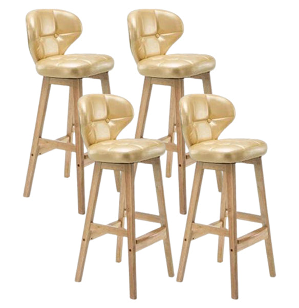 Modern Armless Backrest Counter Stool Wood Study Bar Stool with Leather Cushion and Pedal Gold Natural 4 Piece Set Clearhalo 'Bar Furniture' 'Bar Stools' 'bar_stools' 'furn' 'furn_bar_stools' 'furniture_bar_stools' 'Kitchen & Dining Furniture' 'kitchen&dining_furn' 'kitchen' 'kitchen_furn' Furniture' 4544593