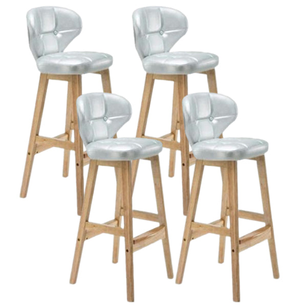 Modern Armless Backrest Counter Stool Wood Study Bar Stool with Leather Cushion and Pedal Silver Gray Natural 4 Piece Set Clearhalo 'Bar Furniture' 'Bar Stools' 'bar_stools' 'furn' 'furn_bar_stools' 'furniture_bar_stools' 'Kitchen & Dining Furniture' 'kitchen&dining_furn' 'kitchen' 'kitchen_furn' Furniture' 4544596