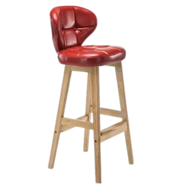Modern Armless Backrest Counter Stool Wood Study Bar Stool with Leather Cushion and Pedal Red Natural 1 Piece Clearhalo 'Bar Furniture' 'Bar Stools' 'bar_stools' 'furn' 'furn_bar_stools' 'furniture_bar_stools' 'Kitchen & Dining Furniture' 'kitchen&dining_furn' 'kitchen' 'kitchen_furn' Furniture' 4544597