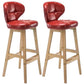Modern Armless Backrest Counter Stool Wood Study Bar Stool with Leather Cushion and Pedal Red Natural 2 Piece Set Clearhalo 'Bar Furniture' 'Bar Stools' 'bar_stools' 'furn' 'furn_bar_stools' 'furniture_bar_stools' 'Kitchen & Dining Furniture' 'kitchen&dining_furn' 'kitchen' 'kitchen_furn' Furniture' 4544598