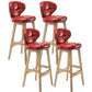 Modern Armless Backrest Counter Stool Wood Study Bar Stool with Leather Cushion and Pedal Red Natural 4 Piece Set Clearhalo 'Bar Furniture' 'Bar Stools' 'bar_stools' 'furn' 'furn_bar_stools' 'furniture_bar_stools' 'Kitchen & Dining Furniture' 'kitchen&dining_furn' 'kitchen' 'kitchen_furn' Furniture' 4544599
