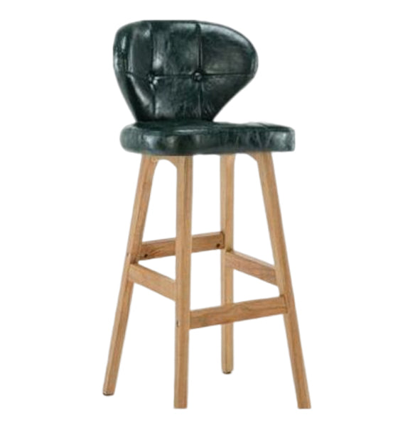 Modern Armless Backrest Counter Stool Wood Study Bar Stool with Leather Cushion and Pedal Blackish Green Natural 1 Piece Clearhalo 'Bar Furniture' 'Bar Stools' 'bar_stools' 'furn' 'furn_bar_stools' 'furniture_bar_stools' 'Kitchen & Dining Furniture' 'kitchen&dining_furn' 'kitchen' 'kitchen_furn' Furniture' 4544600