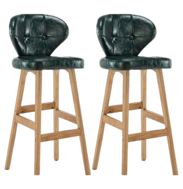 Modern Armless Backrest Counter Stool Wood Study Bar Stool with Leather Cushion and Pedal Blackish Green Natural 2 Piece Set Clearhalo 'Bar Furniture' 'Bar Stools' 'bar_stools' 'furn' 'furn_bar_stools' 'furniture_bar_stools' 'Kitchen & Dining Furniture' 'kitchen&dining_furn' 'kitchen' 'kitchen_furn' Furniture' 4544601