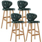 Modern Armless Backrest Counter Stool Wood Study Bar Stool with Leather Cushion and Pedal Blackish Green Natural 4 Piece Set Clearhalo 'Bar Furniture' 'Bar Stools' 'bar_stools' 'furn' 'furn_bar_stools' 'furniture_bar_stools' 'Kitchen & Dining Furniture' 'kitchen&dining_furn' 'kitchen' 'kitchen_furn' Furniture' 4544602