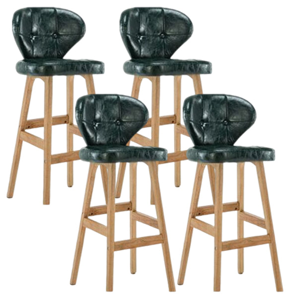 Modern Armless Backrest Counter Stool Wood Study Bar Stool with Leather Cushion and Pedal Blackish Green Natural 4 Piece Set Clearhalo 'Bar Furniture' 'Bar Stools' 'bar_stools' 'furn' 'furn_bar_stools' 'furniture_bar_stools' 'Kitchen & Dining Furniture' 'kitchen&dining_furn' 'kitchen' 'kitchen_furn' Furniture' 4544602