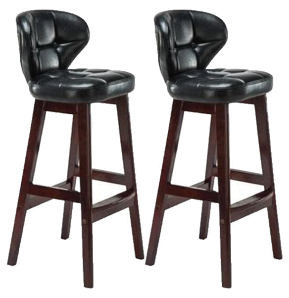 Modern Armless Backrest Counter Stool Wood Study Bar Stool with Leather Cushion and Pedal Black Brown 2 Piece Set Clearhalo 'Bar Furniture' 'Bar Stools' 'bar_stools' 'furn' 'furn_bar_stools' 'furniture_bar_stools' 'Kitchen & Dining Furniture' 'kitchen&dining_furn' 'kitchen' 'kitchen_furn' Furniture' 4544604