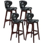 Modern Armless Backrest Counter Stool Wood Study Bar Stool with Leather Cushion and Pedal Black Brown 4 Piece Set Clearhalo 'Bar Furniture' 'Bar Stools' 'bar_stools' 'furn' 'furn_bar_stools' 'furniture_bar_stools' 'Kitchen & Dining Furniture' 'kitchen&dining_furn' 'kitchen' 'kitchen_furn' Furniture' 4544605