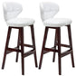 Modern Armless Backrest Counter Stool Wood Study Bar Stool with Leather Cushion and Pedal White Brown 2 Piece Set Clearhalo 'Bar Furniture' 'Bar Stools' 'bar_stools' 'furn' 'furn_bar_stools' 'furniture_bar_stools' 'Kitchen & Dining Furniture' 'kitchen&dining_furn' 'kitchen' 'kitchen_furn' Furniture' 4544607
