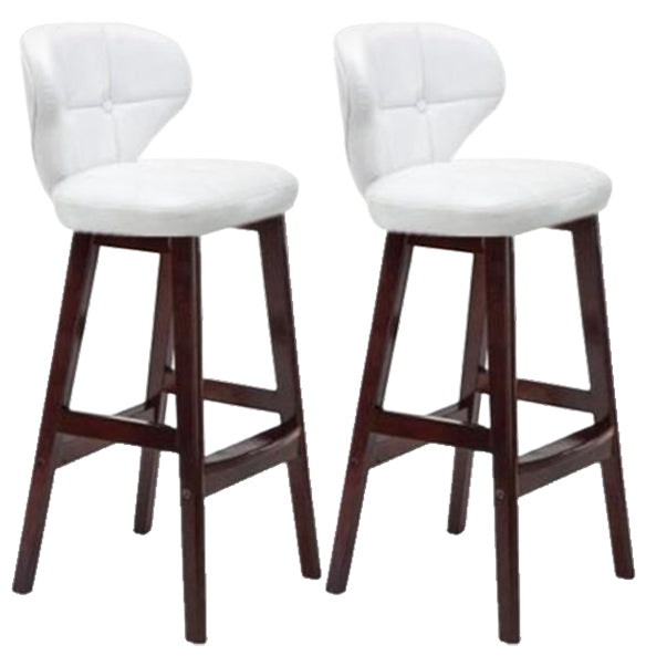 Modern Armless Backrest Counter Stool Wood Study Bar Stool with Leather Cushion and Pedal White Brown 2 Piece Set Clearhalo 'Bar Furniture' 'Bar Stools' 'bar_stools' 'furn' 'furn_bar_stools' 'furniture_bar_stools' 'Kitchen & Dining Furniture' 'kitchen&dining_furn' 'kitchen' 'kitchen_furn' Furniture' 4544607