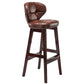 Modern Armless Backrest Counter Stool Wood Study Bar Stool with Leather Cushion and Pedal Brown Brown 1 Piece Clearhalo 'Bar Furniture' 'Bar Stools' 'bar_stools' 'furn' 'furn_bar_stools' 'furniture_bar_stools' 'Kitchen & Dining Furniture' 'kitchen&dining_furn' 'kitchen' 'kitchen_furn' Furniture' 4544609