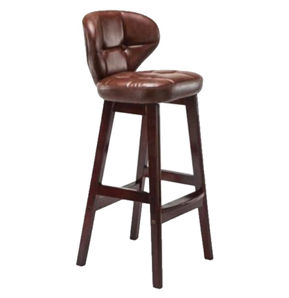 Modern Armless Backrest Counter Stool Wood Study Bar Stool with Leather Cushion and Pedal Brown Brown 1 Piece Clearhalo 'Bar Furniture' 'Bar Stools' 'bar_stools' 'furn' 'furn_bar_stools' 'furniture_bar_stools' 'Kitchen & Dining Furniture' 'kitchen&dining_furn' 'kitchen' 'kitchen_furn' Furniture' 4544609
