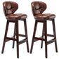 Modern Armless Backrest Counter Stool Wood Study Bar Stool with Leather Cushion and Pedal Brown Brown 2 Piece Set Clearhalo 'Bar Furniture' 'Bar Stools' 'bar_stools' 'furn' 'furn_bar_stools' 'furniture_bar_stools' 'Kitchen & Dining Furniture' 'kitchen&dining_furn' 'kitchen' 'kitchen_furn' Furniture' 4544610