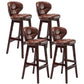 Modern Armless Backrest Counter Stool Wood Study Bar Stool with Leather Cushion and Pedal Brown Brown 4 Piece Set Clearhalo 'Bar Furniture' 'Bar Stools' 'bar_stools' 'furn' 'furn_bar_stools' 'furniture_bar_stools' 'Kitchen & Dining Furniture' 'kitchen&dining_furn' 'kitchen' 'kitchen_furn' Furniture' 4544611