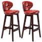 Modern Armless Backrest Counter Stool Wood Study Bar Stool with Leather Cushion and Pedal Red Brown 2 Piece Set Clearhalo 'Bar Furniture' 'Bar Stools' 'bar_stools' 'furn' 'furn_bar_stools' 'furniture_bar_stools' 'Kitchen & Dining Furniture' 'kitchen&dining_furn' 'kitchen' 'kitchen_furn' Furniture' 4544613