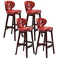 Modern Armless Backrest Counter Stool Wood Study Bar Stool with Leather Cushion and Pedal Red Brown 4 Piece Set Clearhalo 'Bar Furniture' 'Bar Stools' 'bar_stools' 'furn' 'furn_bar_stools' 'furniture_bar_stools' 'Kitchen & Dining Furniture' 'kitchen&dining_furn' 'kitchen' 'kitchen_furn' Furniture' 4544614