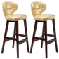 Modern Armless Backrest Counter Stool Wood Study Bar Stool with Leather Cushion and Pedal Gold Brown 2 Piece Set Clearhalo 'Bar Furniture' 'Bar Stools' 'bar_stools' 'furn' 'furn_bar_stools' 'furniture_bar_stools' 'Kitchen & Dining Furniture' 'kitchen&dining_furn' 'kitchen' 'kitchen_furn' Furniture' 4544616