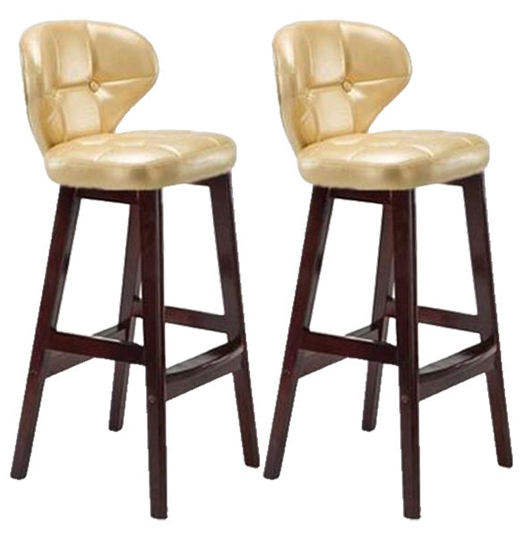 Modern Armless Backrest Counter Stool Wood Study Bar Stool with Leather Cushion and Pedal Gold Brown 2 Piece Set Clearhalo 'Bar Furniture' 'Bar Stools' 'bar_stools' 'furn' 'furn_bar_stools' 'furniture_bar_stools' 'Kitchen & Dining Furniture' 'kitchen&dining_furn' 'kitchen' 'kitchen_furn' Furniture' 4544616