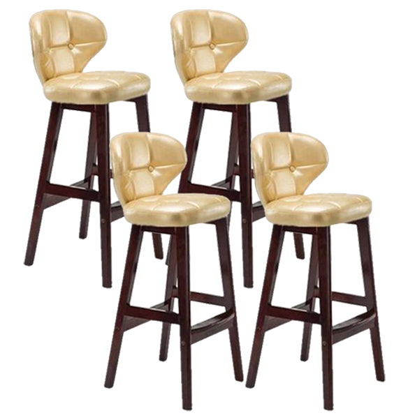 Modern Armless Backrest Counter Stool Wood Study Bar Stool with Leather Cushion and Pedal Gold Brown 4 Piece Set Clearhalo 'Bar Furniture' 'Bar Stools' 'bar_stools' 'furn' 'furn_bar_stools' 'furniture_bar_stools' 'Kitchen & Dining Furniture' 'kitchen&dining_furn' 'kitchen' 'kitchen_furn' Furniture' 4544617