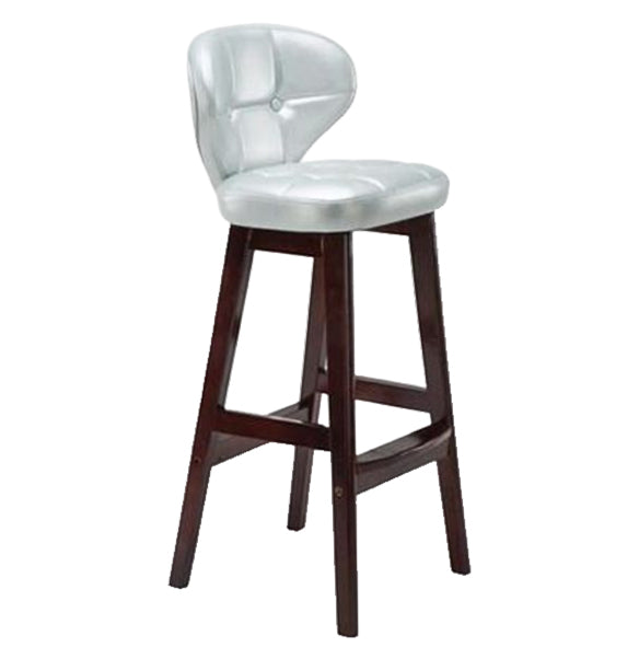 Modern Armless Backrest Counter Stool Wood Study Bar Stool with Leather Cushion and Pedal Silver Gray Brown 1 Piece Clearhalo 'Bar Furniture' 'Bar Stools' 'bar_stools' 'furn' 'furn_bar_stools' 'furniture_bar_stools' 'Kitchen & Dining Furniture' 'kitchen&dining_furn' 'kitchen' 'kitchen_furn' Furniture' 4544618