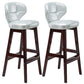 Modern Armless Backrest Counter Stool Wood Study Bar Stool with Leather Cushion and Pedal Silver Gray Brown 2 Piece Set Clearhalo 'Bar Furniture' 'Bar Stools' 'bar_stools' 'furn' 'furn_bar_stools' 'furniture_bar_stools' 'Kitchen & Dining Furniture' 'kitchen&dining_furn' 'kitchen' 'kitchen_furn' Furniture' 4544619