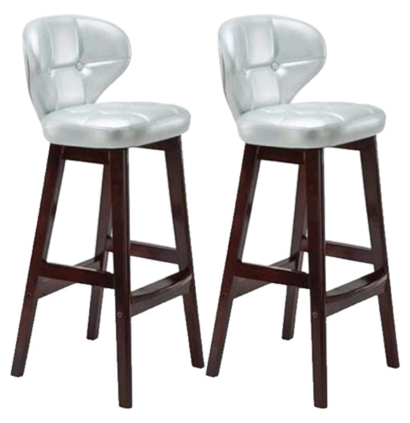 Modern Armless Backrest Counter Stool Wood Study Bar Stool with Leather Cushion and Pedal Silver Gray Brown 2 Piece Set Clearhalo 'Bar Furniture' 'Bar Stools' 'bar_stools' 'furn' 'furn_bar_stools' 'furniture_bar_stools' 'Kitchen & Dining Furniture' 'kitchen&dining_furn' 'kitchen' 'kitchen_furn' Furniture' 4544619