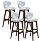 Modern Armless Backrest Counter Stool Wood Study Bar Stool with Leather Cushion and Pedal Silver Gray Brown 4 Piece Set Clearhalo 'Bar Furniture' 'Bar Stools' 'bar_stools' 'furn' 'furn_bar_stools' 'furniture_bar_stools' 'Kitchen & Dining Furniture' 'kitchen&dining_furn' 'kitchen' 'kitchen_furn' Furniture' 4544620