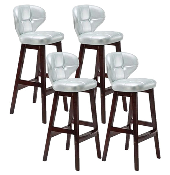 Modern Armless Backrest Counter Stool Wood Study Bar Stool with Leather Cushion and Pedal Silver Gray Brown 4 Piece Set Clearhalo 'Bar Furniture' 'Bar Stools' 'bar_stools' 'furn' 'furn_bar_stools' 'furniture_bar_stools' 'Kitchen & Dining Furniture' 'kitchen&dining_furn' 'kitchen' 'kitchen_furn' Furniture' 4544620