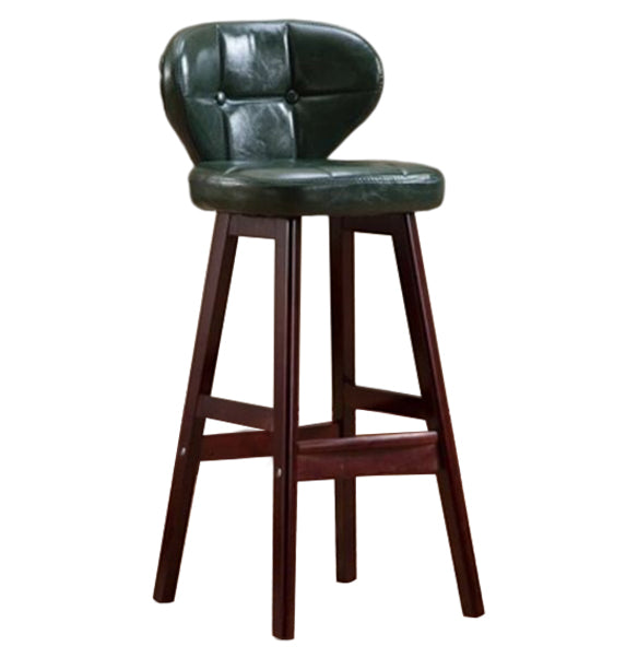 Modern Armless Backrest Counter Stool Wood Study Bar Stool with Leather Cushion and Pedal Blackish Green Brown 1 Piece Clearhalo 'Bar Furniture' 'Bar Stools' 'bar_stools' 'furn' 'furn_bar_stools' 'furniture_bar_stools' 'Kitchen & Dining Furniture' 'kitchen&dining_furn' 'kitchen' 'kitchen_furn' Furniture' 4544621