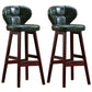 Modern Armless Backrest Counter Stool Wood Study Bar Stool with Leather Cushion and Pedal Blackish Green Brown 2 Piece Set Clearhalo 'Bar Furniture' 'Bar Stools' 'bar_stools' 'furn' 'furn_bar_stools' 'furniture_bar_stools' 'Kitchen & Dining Furniture' 'kitchen&dining_furn' 'kitchen' 'kitchen_furn' Furniture' 4544622