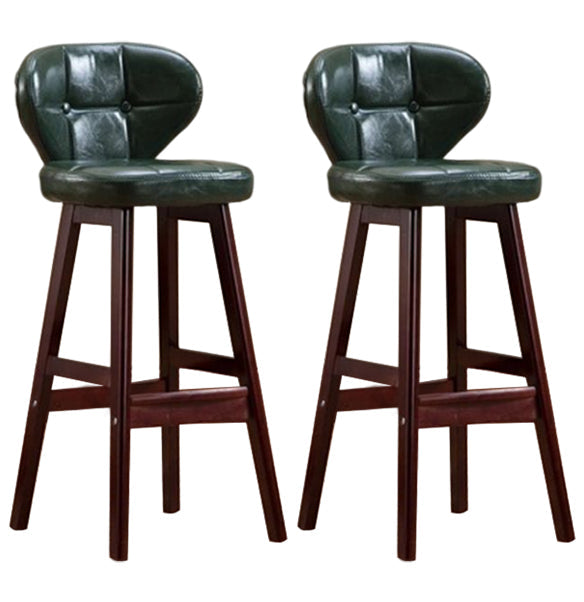 Modern Armless Backrest Counter Stool Wood Study Bar Stool with Leather Cushion and Pedal Blackish Green Brown 2 Piece Set Clearhalo 'Bar Furniture' 'Bar Stools' 'bar_stools' 'furn' 'furn_bar_stools' 'furniture_bar_stools' 'Kitchen & Dining Furniture' 'kitchen&dining_furn' 'kitchen' 'kitchen_furn' Furniture' 4544622