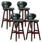 Modern Armless Backrest Counter Stool Wood Study Bar Stool with Leather Cushion and Pedal Blackish Green Brown 4 Piece Set Clearhalo 'Bar Furniture' 'Bar Stools' 'bar_stools' 'furn' 'furn_bar_stools' 'furniture_bar_stools' 'Kitchen & Dining Furniture' 'kitchen&dining_furn' 'kitchen' 'kitchen_furn' Furniture' 4544623