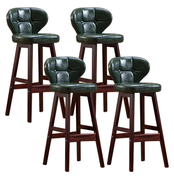 Modern Armless Backrest Counter Stool Wood Study Bar Stool with Leather Cushion and Pedal Blackish Green Brown 4 Piece Set Clearhalo 'Bar Furniture' 'Bar Stools' 'bar_stools' 'furn' 'furn_bar_stools' 'furniture_bar_stools' 'Kitchen & Dining Furniture' 'kitchen&dining_furn' 'kitchen' 'kitchen_furn' Furniture' 4544623