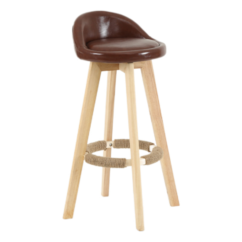 Modern Armless Backrest Counter Stool Wood Living Room Bar Stool with Cushion and Pedal Brown 1 Piece Clearhalo 'Bar Furniture' 'Bar Stools' 'bar_stools' 'furn' 'furn_bar_stools' 'furniture_bar_stools' 'Kitchen & Dining Furniture' 'kitchen&dining_furn' 'kitchen' 'kitchen_furn' Furniture' 4544626