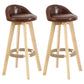 Modern Armless Backrest Counter Stool Wood Living Room Bar Stool with Cushion and Pedal Brown 2 Piece Set Clearhalo 'Bar Furniture' 'Bar Stools' 'bar_stools' 'furn' 'furn_bar_stools' 'furniture_bar_stools' 'Kitchen & Dining Furniture' 'kitchen&dining_furn' 'kitchen' 'kitchen_furn' Furniture' 4544628