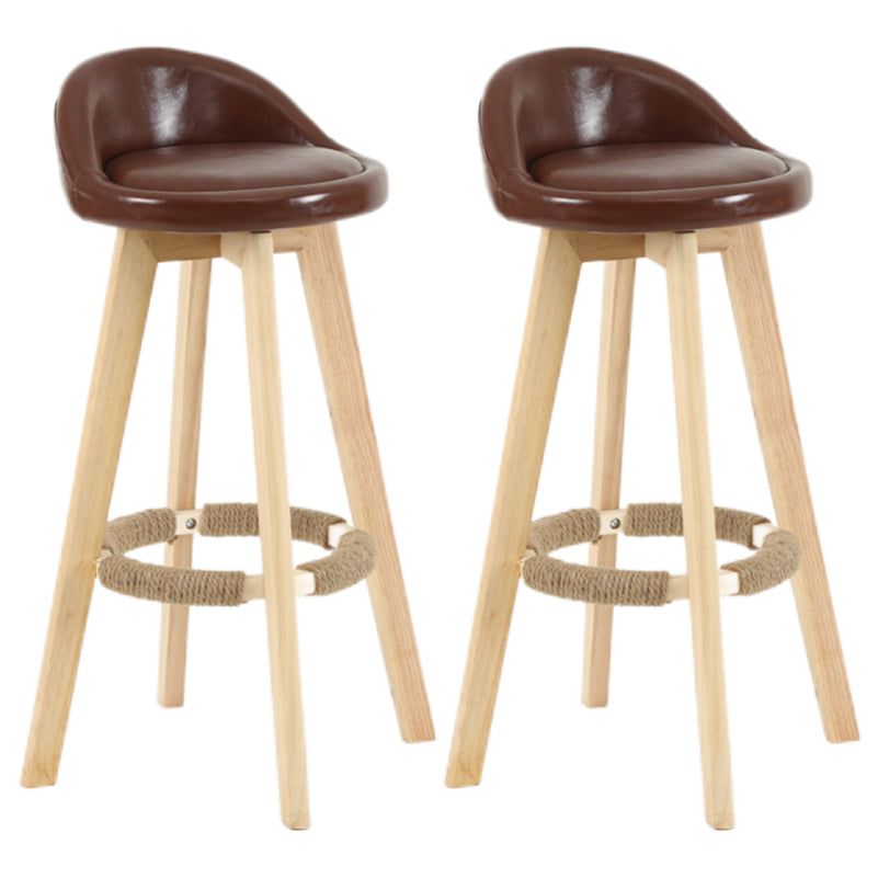 Modern Armless Backrest Counter Stool Wood Living Room Bar Stool with Cushion and Pedal Brown 2 Piece Set Clearhalo 'Bar Furniture' 'Bar Stools' 'bar_stools' 'furn' 'furn_bar_stools' 'furniture_bar_stools' 'Kitchen & Dining Furniture' 'kitchen&dining_furn' 'kitchen' 'kitchen_furn' Furniture' 4544628
