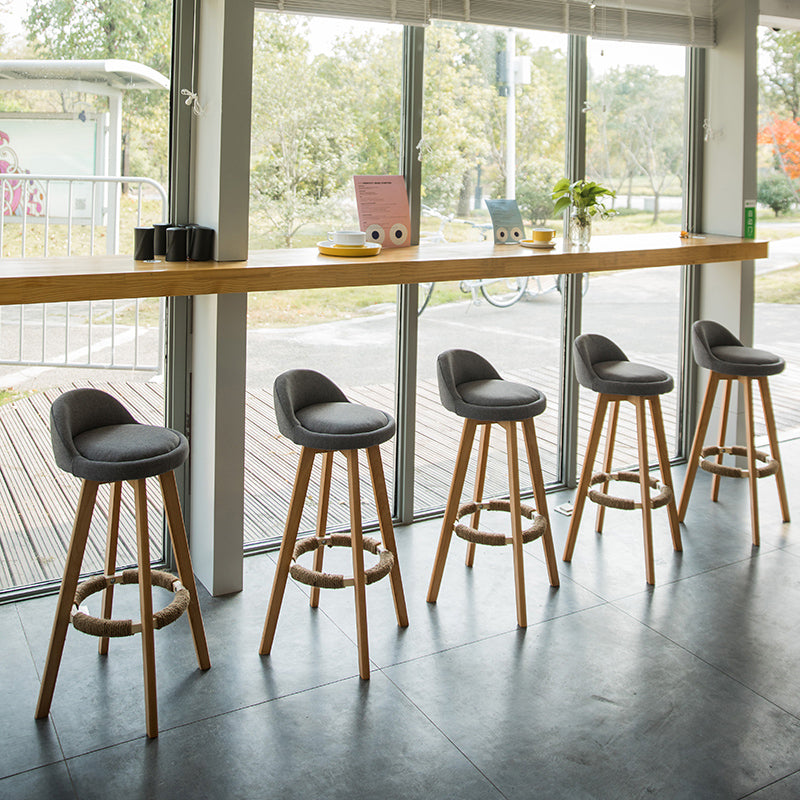 Modern Armless Backrest Counter Stool Wood Living Room Bar Stool with Cushion and Pedal Clearhalo 'Bar Furniture' 'Bar Stools' 'bar_stools' 'furn' 'furn_bar_stools' 'furniture_bar_stools' 'Kitchen & Dining Furniture' 'kitchen&dining_furn' 'kitchen' 'kitchen_furn' Furniture' 4544629