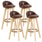 Modern Armless Backrest Counter Stool Wood Living Room Bar Stool with Cushion and Pedal Brown 4 Piece Set Clearhalo 'Bar Furniture' 'Bar Stools' 'bar_stools' 'furn' 'furn_bar_stools' 'furniture_bar_stools' 'Kitchen & Dining Furniture' 'kitchen&dining_furn' 'kitchen' 'kitchen_furn' Furniture' 4544630