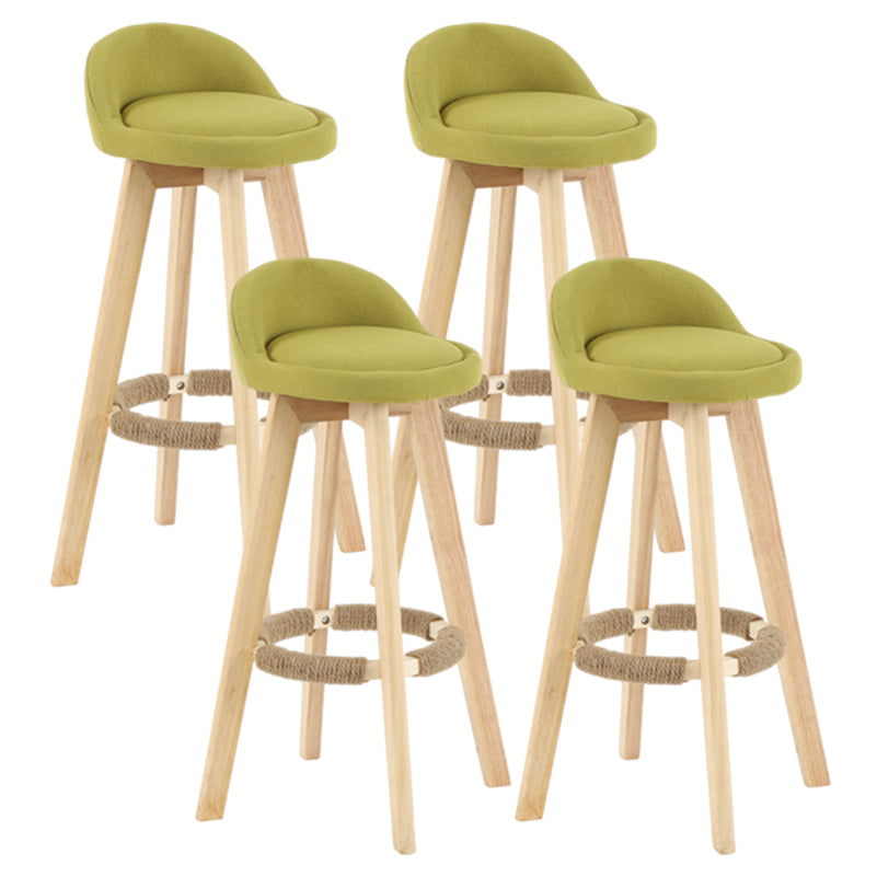 Modern Armless Backrest Counter Stool Wood Living Room Bar Stool with Cushion and Pedal Army Green 4 Piece Set Clearhalo 'Bar Furniture' 'Bar Stools' 'bar_stools' 'furn' 'furn_bar_stools' 'furniture_bar_stools' 'Kitchen & Dining Furniture' 'kitchen&dining_furn' 'kitchen' 'kitchen_furn' Furniture' 4544636