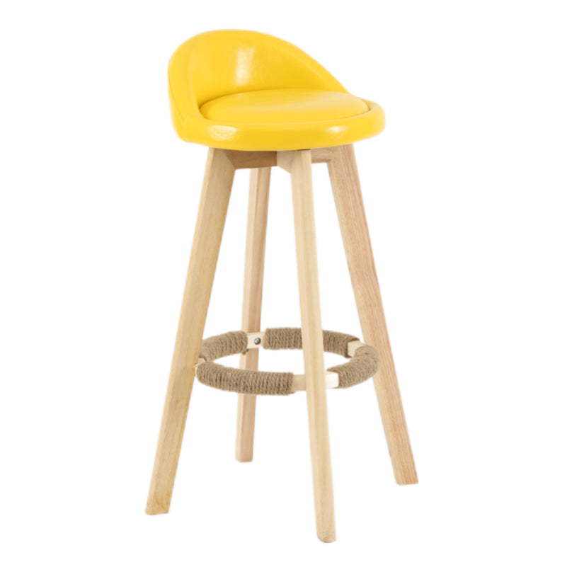 Modern Armless Backrest Counter Stool Wood Living Room Bar Stool with Cushion and Pedal Yellow 1 Piece Clearhalo 'Bar Furniture' 'Bar Stools' 'bar_stools' 'furn' 'furn_bar_stools' 'furniture_bar_stools' 'Kitchen & Dining Furniture' 'kitchen&dining_furn' 'kitchen' 'kitchen_furn' Furniture' 4544638