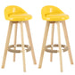 Modern Armless Backrest Counter Stool Wood Living Room Bar Stool with Cushion and Pedal Yellow 2 Piece Set Clearhalo 'Bar Furniture' 'Bar Stools' 'bar_stools' 'furn' 'furn_bar_stools' 'furniture_bar_stools' 'Kitchen & Dining Furniture' 'kitchen&dining_furn' 'kitchen' 'kitchen_furn' Furniture' 4544639