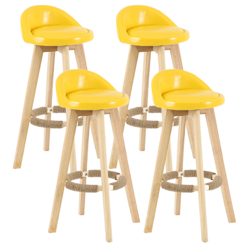 Modern Armless Backrest Counter Stool Wood Living Room Bar Stool with Cushion and Pedal Yellow 4 Piece Set Clearhalo 'Bar Furniture' 'Bar Stools' 'bar_stools' 'furn' 'furn_bar_stools' 'furniture_bar_stools' 'Kitchen & Dining Furniture' 'kitchen&dining_furn' 'kitchen' 'kitchen_furn' Furniture' 4544641