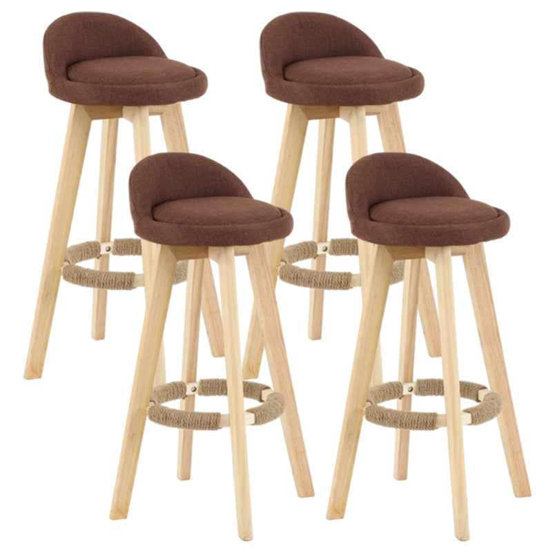 Modern Armless Backrest Counter Stool Wood Living Room Bar Stool with Cushion and Pedal Coffee 4 Piece Set Clearhalo 'Bar Furniture' 'Bar Stools' 'bar_stools' 'furn' 'furn_bar_stools' 'furniture_bar_stools' 'Kitchen & Dining Furniture' 'kitchen&dining_furn' 'kitchen' 'kitchen_furn' Furniture' 4544644