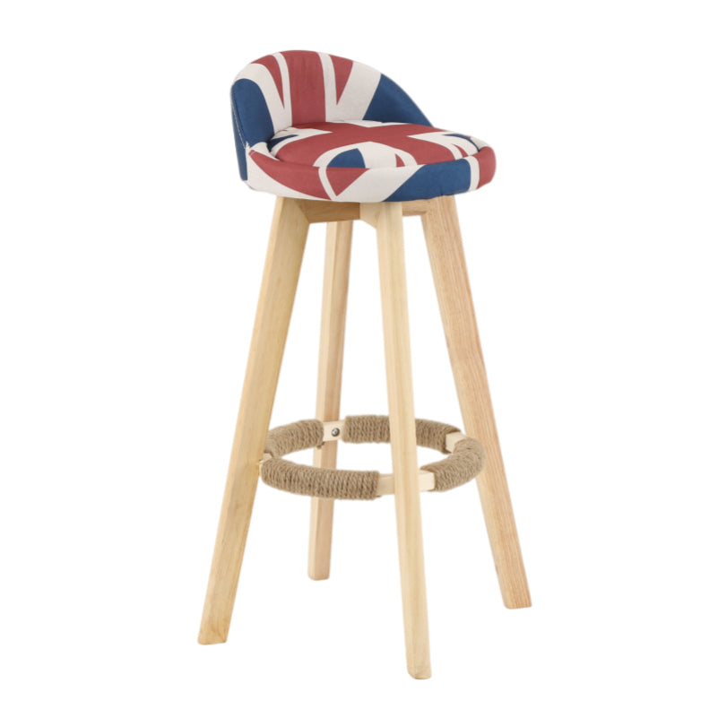 Modern Armless Backrest Counter Stool Wood Living Room Bar Stool with Cushion and Pedal Red-Blue 1 Piece Clearhalo 'Bar Furniture' 'Bar Stools' 'bar_stools' 'furn' 'furn_bar_stools' 'furniture_bar_stools' 'Kitchen & Dining Furniture' 'kitchen&dining_furn' 'kitchen' 'kitchen_furn' Furniture' 4544645