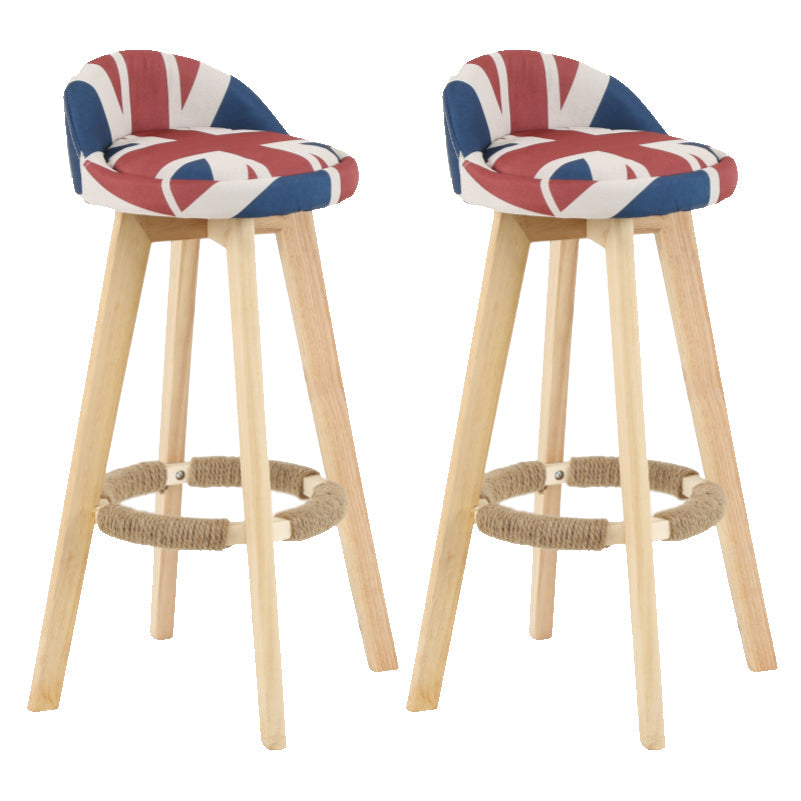 Modern Armless Backrest Counter Stool Wood Living Room Bar Stool with Cushion and Pedal Red-Blue 2 Piece Set Clearhalo 'Bar Furniture' 'Bar Stools' 'bar_stools' 'furn' 'furn_bar_stools' 'furniture_bar_stools' 'Kitchen & Dining Furniture' 'kitchen&dining_furn' 'kitchen' 'kitchen_furn' Furniture' 4544646