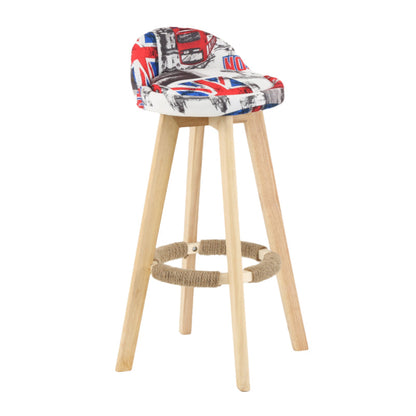 Modern Armless Backrest Counter Stool Wood Living Room Bar Stool with Cushion and Pedal Red-White 1 Piece Clearhalo 'Bar Furniture' 'Bar Stools' 'bar_stools' 'furn' 'furn_bar_stools' 'furniture_bar_stools' 'Kitchen & Dining Furniture' 'kitchen&dining_furn' 'kitchen' 'kitchen_furn' Furniture' 4544648