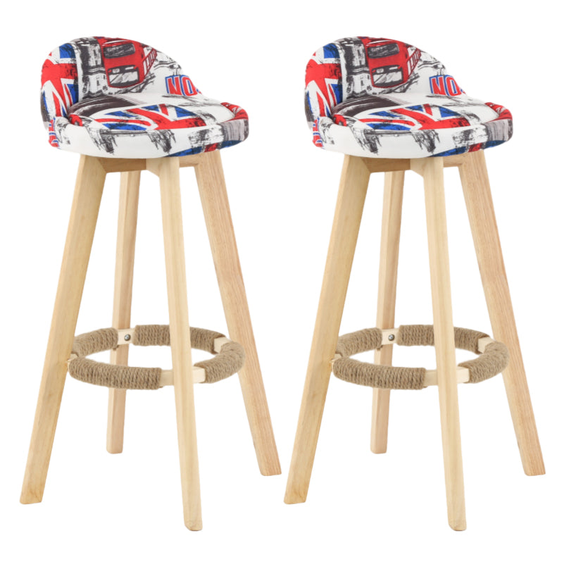 Modern Armless Backrest Counter Stool Wood Living Room Bar Stool with Cushion and Pedal Red-White 2 Piece Set Clearhalo 'Bar Furniture' 'Bar Stools' 'bar_stools' 'furn' 'furn_bar_stools' 'furniture_bar_stools' 'Kitchen & Dining Furniture' 'kitchen&dining_furn' 'kitchen' 'kitchen_furn' Furniture' 4544649