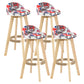 Modern Armless Backrest Counter Stool Wood Living Room Bar Stool with Cushion and Pedal Red-White 4 Piece Set Clearhalo 'Bar Furniture' 'Bar Stools' 'bar_stools' 'furn' 'furn_bar_stools' 'furniture_bar_stools' 'Kitchen & Dining Furniture' 'kitchen&dining_furn' 'kitchen' 'kitchen_furn' Furniture' 4544650