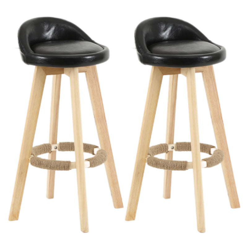 Modern Armless Backrest Counter Stool Wood Living Room Bar Stool with Cushion and Pedal Black 2 Piece Set Clearhalo 'Bar Furniture' 'Bar Stools' 'bar_stools' 'furn' 'furn_bar_stools' 'furniture_bar_stools' 'Kitchen & Dining Furniture' 'kitchen&dining_furn' 'kitchen' 'kitchen_furn' Furniture' 4544652